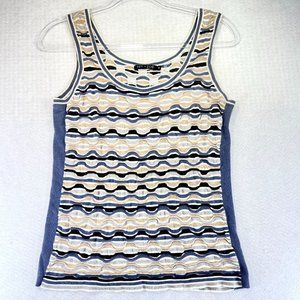 NIC + ZOE Womens M Gray Multi Color Abstract Top Sleeveless Stretch Tank Top